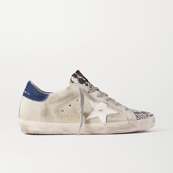 Golden Goose Superstar distressed snake-effect leather and suede sneakers SZ 38 - Picture 9 of 10